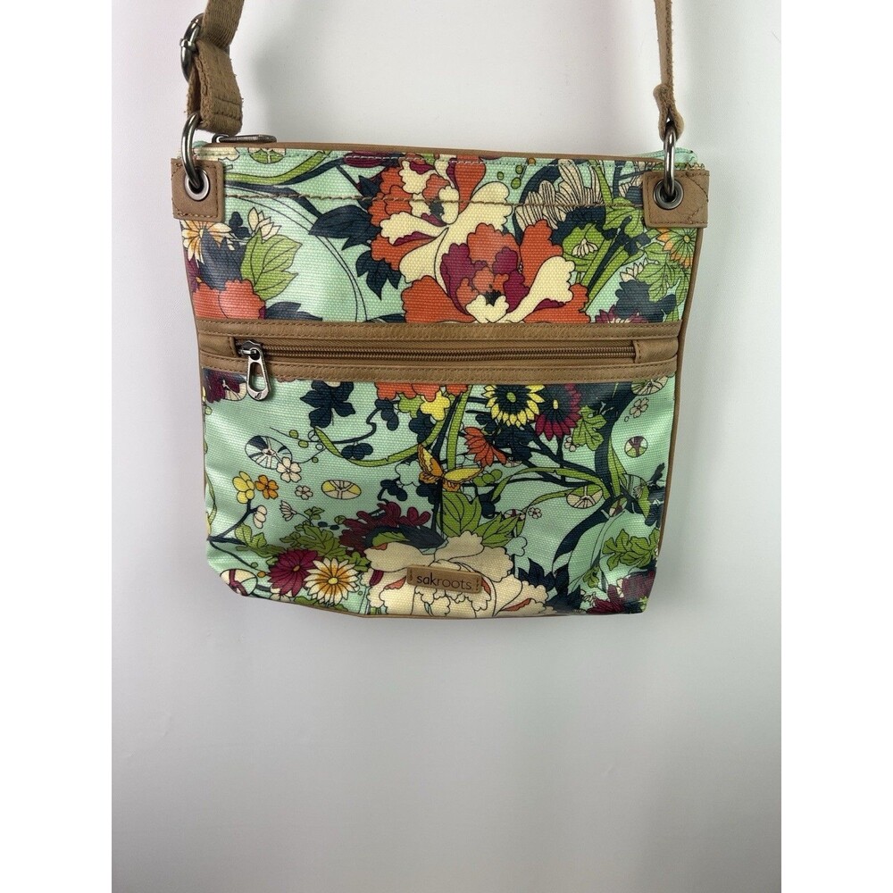 Sakroots Artist Circle Flat Crossbody In Colorful Multicolor Floral Purse Bag